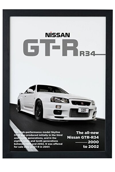 gxe.art Nissan GTR R34 | Prilagođeni dizajn | Poster sa crnim okvirom