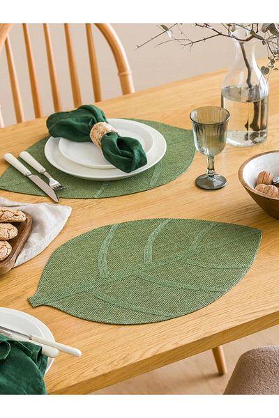 LC Waikiki LCW HOME Σετ ψάθινο σετ με φιγούρες φύλλων 2 τεμαχίων 49 cm (W5)
