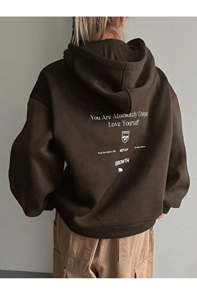 kahire Hanorac oversize cu glugă cu imprimeu Growth Back unisex