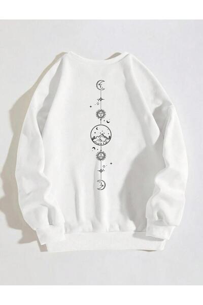 kahire Unisex Φούτερ με στάμπα Moon Sun Earth