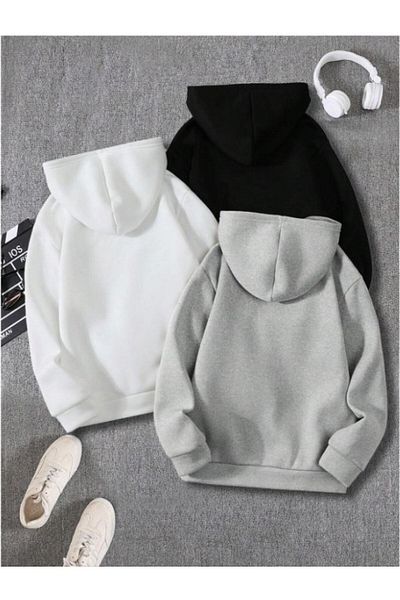 Hunors Sportswear & Company 3-Piece Left Waist Label Detailed Hooded Oversize Sweatshirt