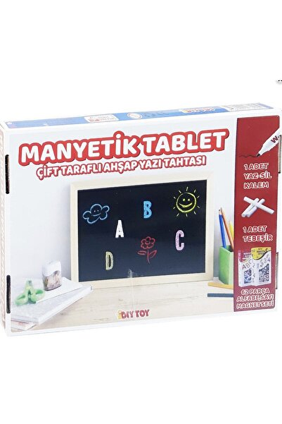 cagdaskids Manyetik Çift Taraflı Tablet Ahşap Yazı Tahtası Magnetli