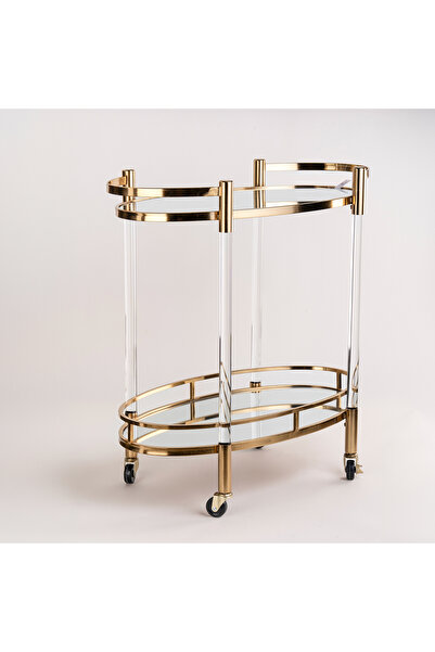 Generic عربة تقديم بيضاوية من الأكريليك