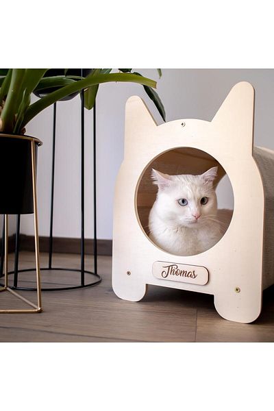 OEM Căsuță din lemn pentru pisici, personalizată cu numele animalului de companie