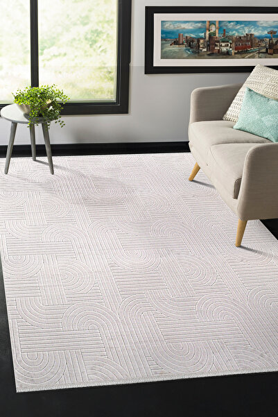 SARAZ HALI Bambu Saten Parlak Tüylü Yumuşak Kadife Halı Hav Tüy Vermez Taç Gri