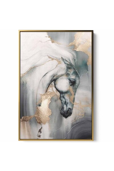 LOWHA لوحة فنية جدارية من القماش مشدودة على إطار خشبي بإطار ذهبي عائم وتصميم ...