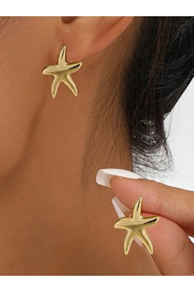 Alyas Aksesuar أقراط نجم البحر باللون الذهبي