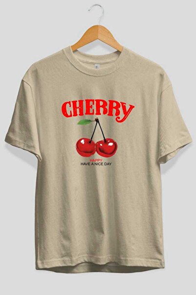 Ankhises Cherry Cherries 5 Pre-printed Oversize T-shirt Ανδρικό Γυναικείο Βαμβακερό μπλουζάκι με λαιμόκοψη