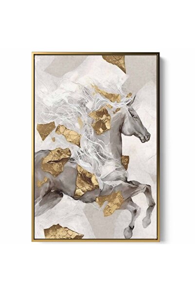 LOWHA Canvas Wall Art Stretched Over Wooden Frame with Gold Floating Frame an...