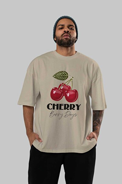 Ankhises Cherry Cherries 12 Pre-printed Oversize T-shirt Ανδρικό Γυναικείο Βαμβακερό μπλουζάκι με λαιμόκοψη