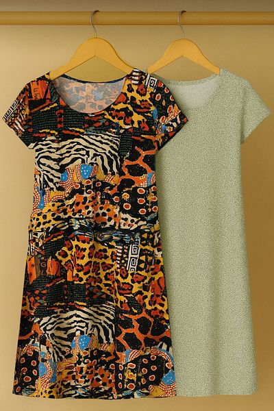 EFFE 2 Pieces Draped Comfortable Fit Daily Combed Cotton Fabric Dress