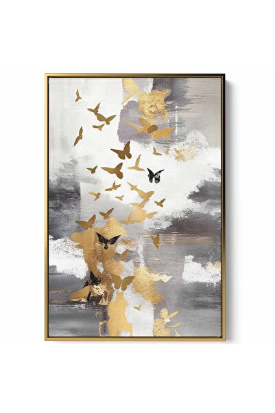 LOWHA لوحة فنية جدارية من القماش مشدودة على إطار خشبي بإطار ذهبي عائم وتصميم ...