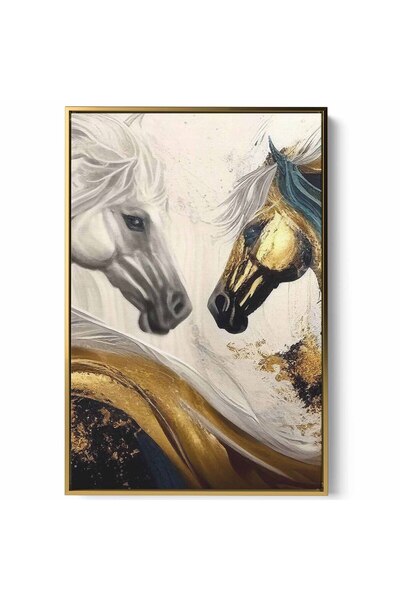 LOWHA Canvas Wall Art Stretched Over Wooden Frame with Gold Floating Frame an...