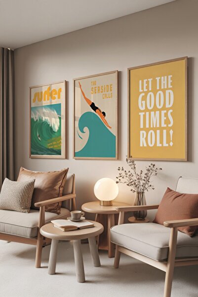 Postifull Drveni set za slikanje, 3 komada drvenog uokvirenog postera, model ...