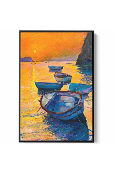 LOWHA Canvas Wall Art Stretched Over Wooden Frame with Black Floating Frame a...