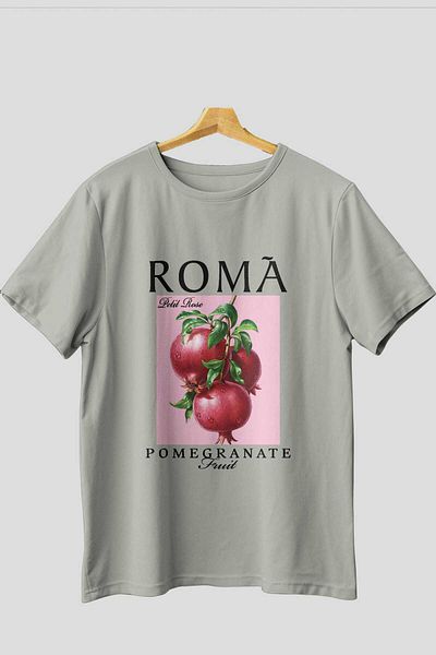 Ankhises Tricou oversize cu imprimeu frontal cu rodie romană, bărbați, femei, bumbac, cu decolteu