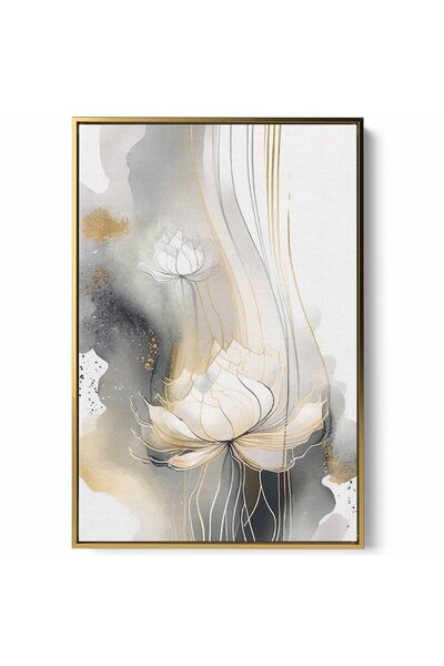 LOWHA Canvas Wall Art Stretched Over Wooden Frame with Gold Floating Frame an...