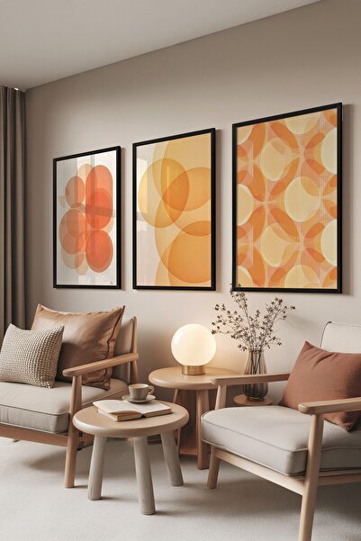 Postifull Set de picturi negre, 3 posteruri cu cadru negru abstract Model Nr....