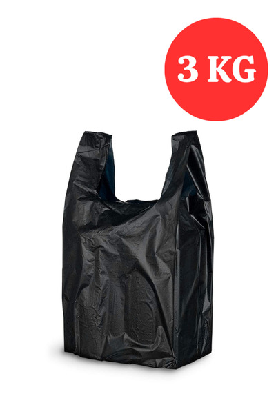 Kalbi Ticaret Kalın Siyah Poşet Orta Boy 3 Kg Çöp Poşeti Hışır Atlet Poşet Ma...