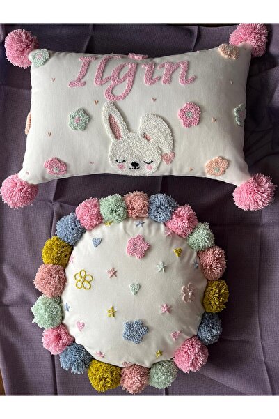 punch passion İsimli Bebek kapı süsü-takı yastığı takımı, punch nakışlı (İÇ D...