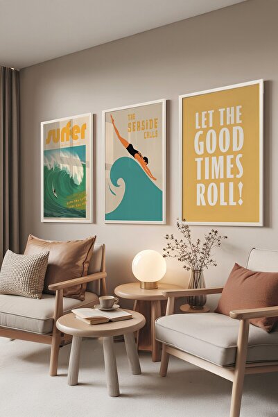 Postifull Set de picturi albe, 3 bucăți poster cu cadru alb Surfer Model Nr.:...