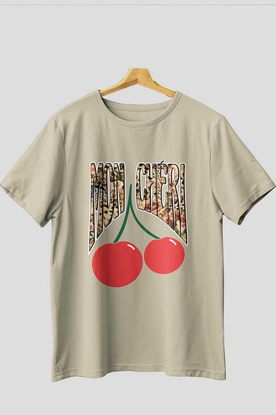Ankhises Mon Cherry Cherries Front Printed Oversize T-Shirt Men Women Cotton Crewneck Tshirt