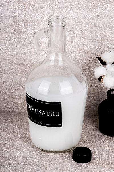 Dolkin Home Yumuşatıcı Etiketli Cam Galon Şişe 1500 ml Deterjan Saklama Kutusu Banyo Düzenleyici