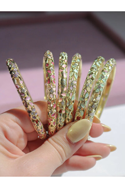 Ervalina Zircon Stone Steel Enamel Bracelet Random Shipping