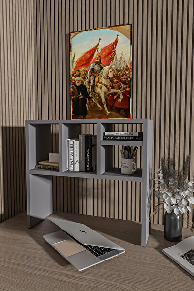 BlackSea Masaüstü Kitaplık,Monitör Standı Raflı,80CM,Portatif Minifix Kurulum