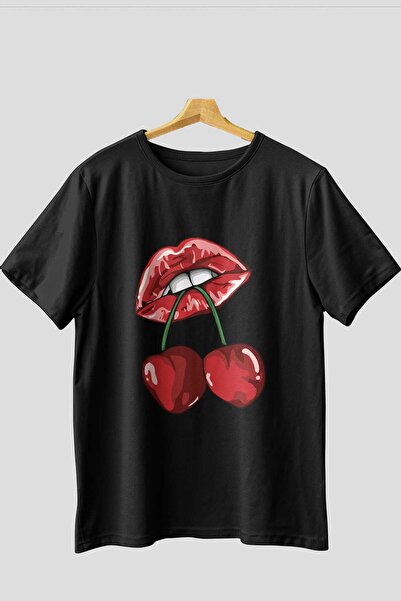 Ankhises Tricou oversize negru cu imprimeu frontal Cherry Cherries 11, pentru...