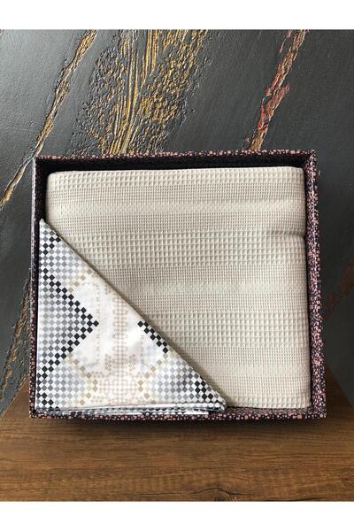 Bikaya Home Double Coverlet Set - Beige - Honeycomb