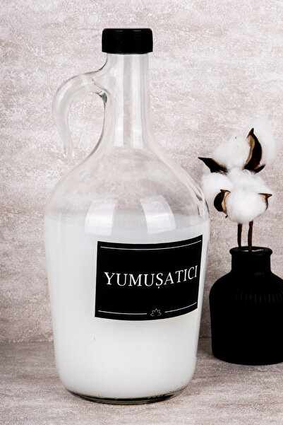 Dolkin Home Yumuşatıcı Etiketli Cam Galon Şişe 1500 ml Deterjan Saklama Kutusu Banyo Düzenleyici