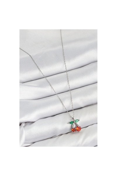 Skygo Brass Zircon Stone Cherry Model Silver Color Women's Necklace - Tj-Bko10421