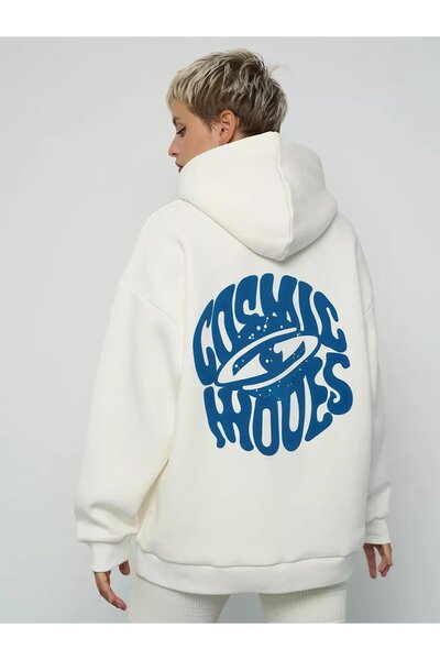 kahire Hanorac unisex Cosmic Moves alb