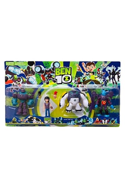 MASHASHOP Set 4 figurine, Ben 10, MASHASHOP, Albastru/Alb, 11 cm