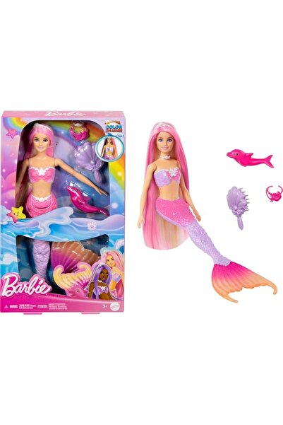 Generic دمية حورية البحر باربي "ماليبو" مع خاصية تغيير اللون، ودلفين أليف، وم...