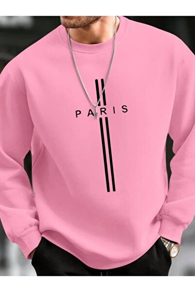 kahire سويت شيرت برقبة دائرية مطبوع باللون الوردي باريس