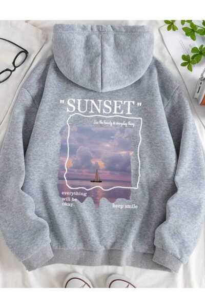 PERISENSE Hanorac oversize unisex imprimat cu glugă