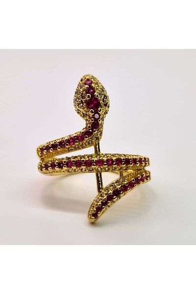 My Bijoux Adjustable Gold-Plated Ring Kaida Red