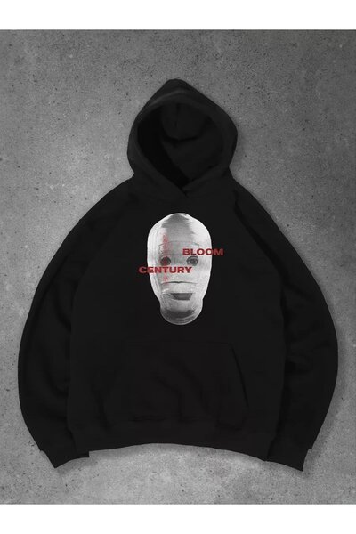 PERISENSE سويت شيرت للجنسين ملفوف بأشرطة باللون الأسود