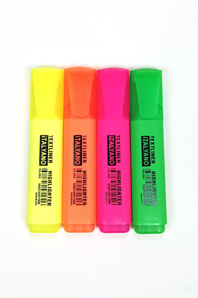 NOVAHAVEN 4Pcs Neon Color Italiano Highlighter Ergonomic Design Easy Operation Highlighter Pointer Pen