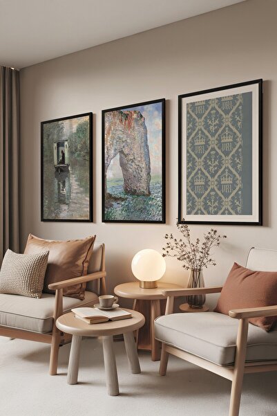 Postifull Siyah Tablo Seti, 3 Adet Siyah Çerçeveli Poster River Model No:3008...