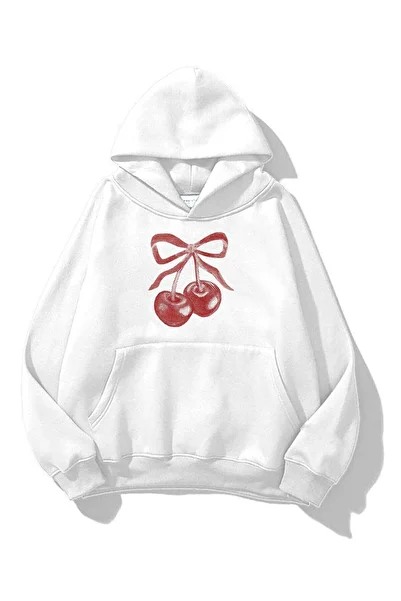Hunors Sportswear & Company Unisex cherry ribbon tram sweatshirt white