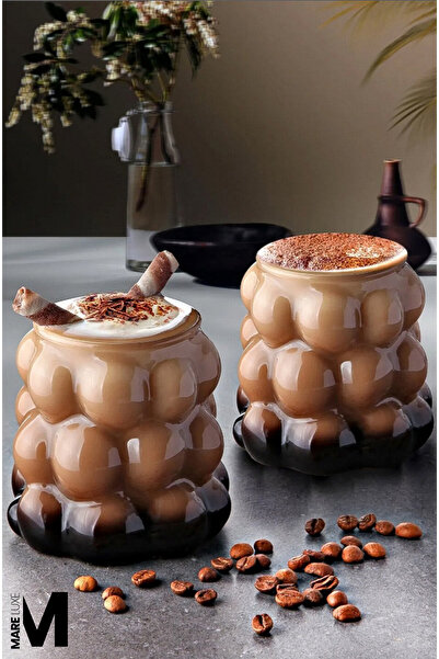 Mareluxe Bubbly Tasarım Cam Kahve Bardağı – Estetik Buzlu Ve Soğuk İçecekler ...