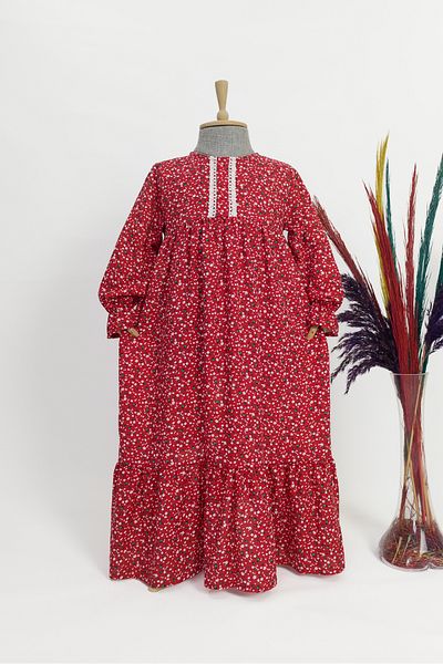Betül Akbay Girl's Viscose 100% Cotton Hijab Dress Zümra Model Long Full Length Dress