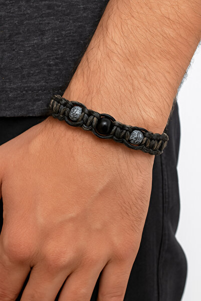 She Sells Rustic Duo |   Natural Wooden Beaded Men's Macrame Bracelet