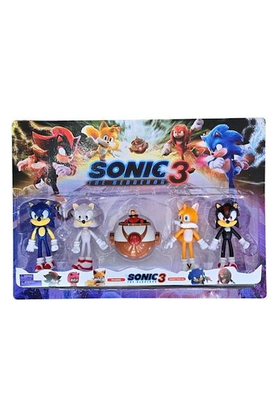 MASHASHOP Set 5 Figurine Sonic 3, multicolor, /albastru, 10 cm