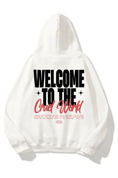 Hunors Sportswear & Company Unisex Cruel World Sweatshirt Hoodie White