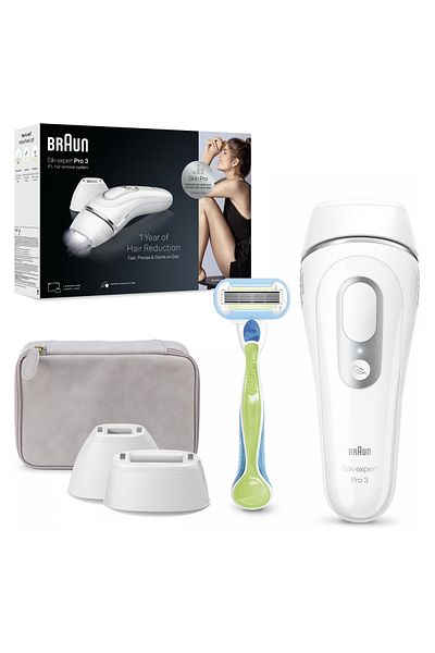 Braun IPL Silk expert Pro 3 PL3132, pentru epilare acasă, husă, aparat de ras Venus, cu 2 capete