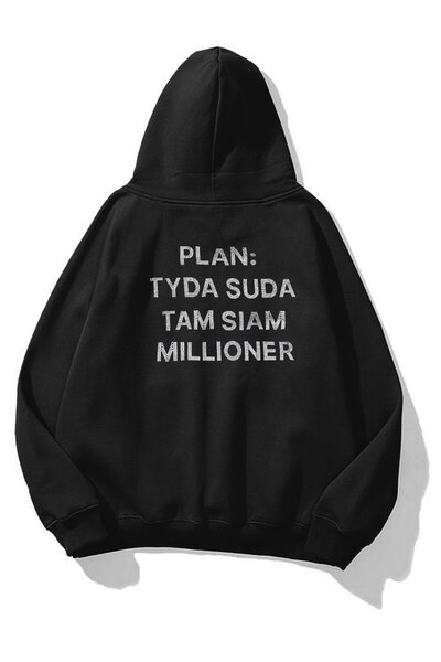 kahire Hanorac unisex cu imprimeu Plan Stone Negru